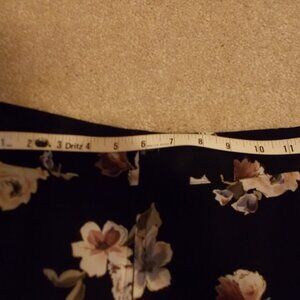 Women's Black Floral A-Line Skirt Long 35in Length Size